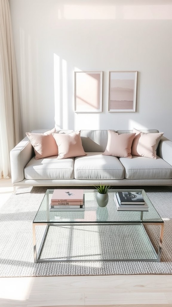 Gray Sofas with Pink Pillows