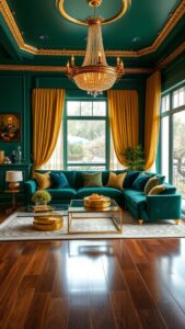 green and gold living room decor ideas