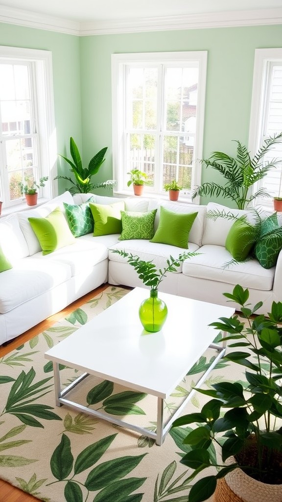 green and white living room decor ideas