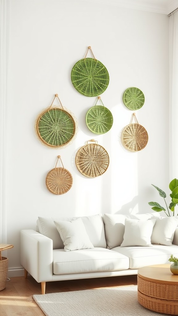 Hang Green Woven Baskets