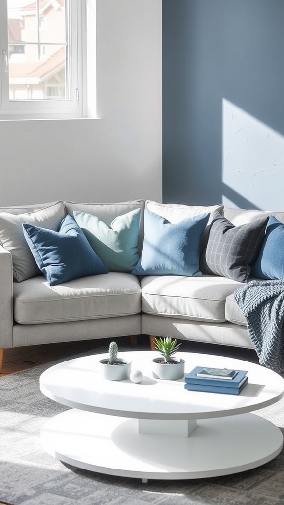 Incorporate Blue and Gray Throw Pillows