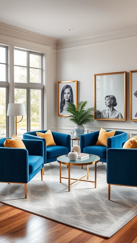 Incorporate Blue Upholstered Accent Chairs