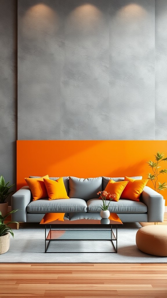 Incorporate Gray Accent Walls with Orange Paneling