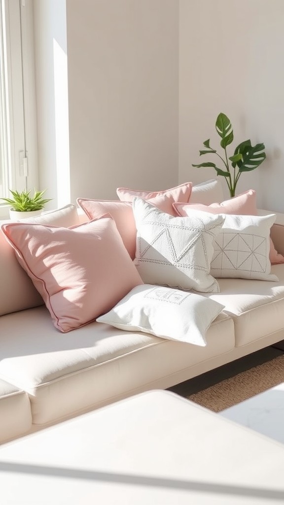 Layered Pink and White Throw Pillows