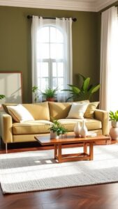 olive green and white living room decor ideas