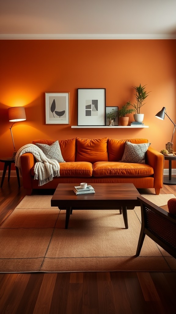 orange and brown living room decor ideas