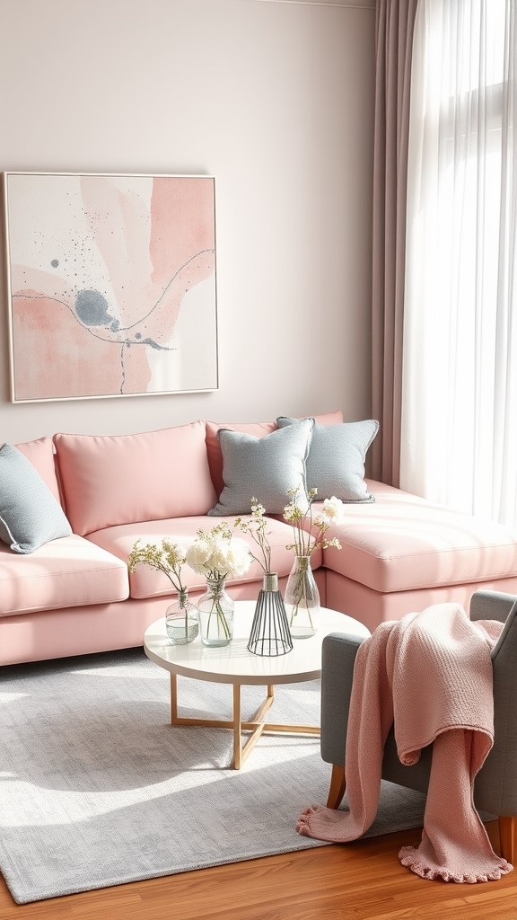 pink and gray living room decor ideas