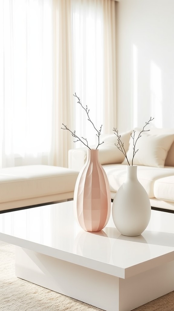 Pink and White Decorative Vases