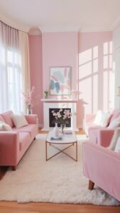 pink and white living room decor ideas