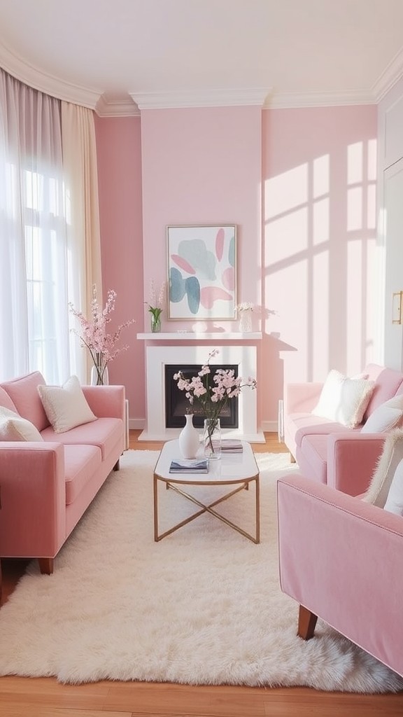 pink and white living room decor ideas