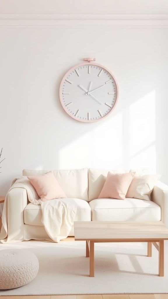 Pink and White Wall Clock