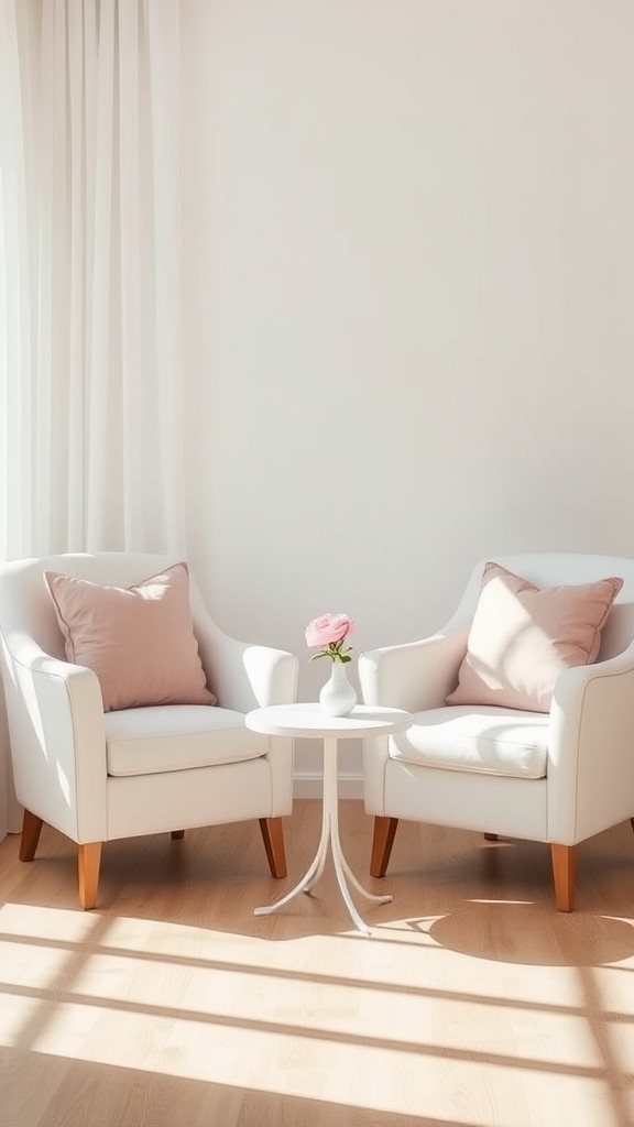 Pink Cushions on White Chairs