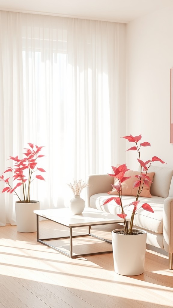 Pink Indoor Plants in White Pots