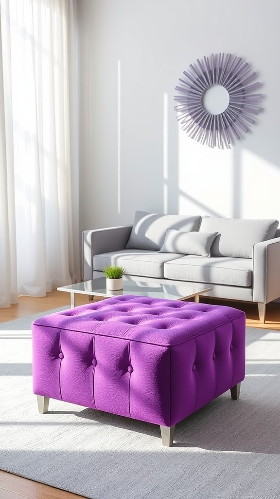 Purple Upholstered Ottoman