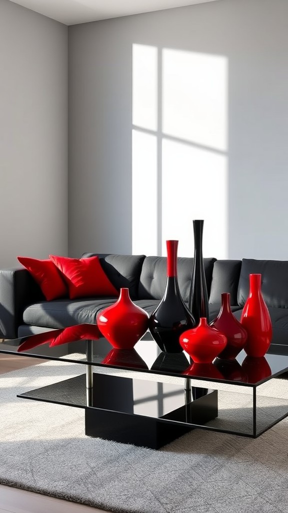 Red and Black Decorative Vases