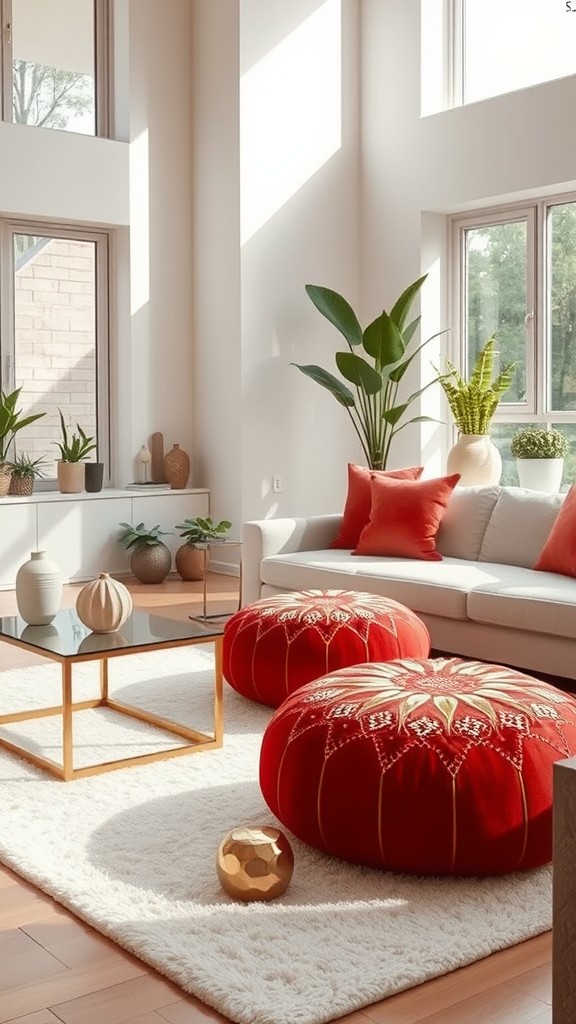 Red and Gold Poufs