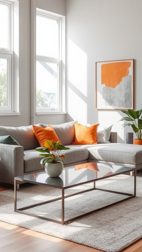 Refresh with Orange Indoor Plants against Gray Walls