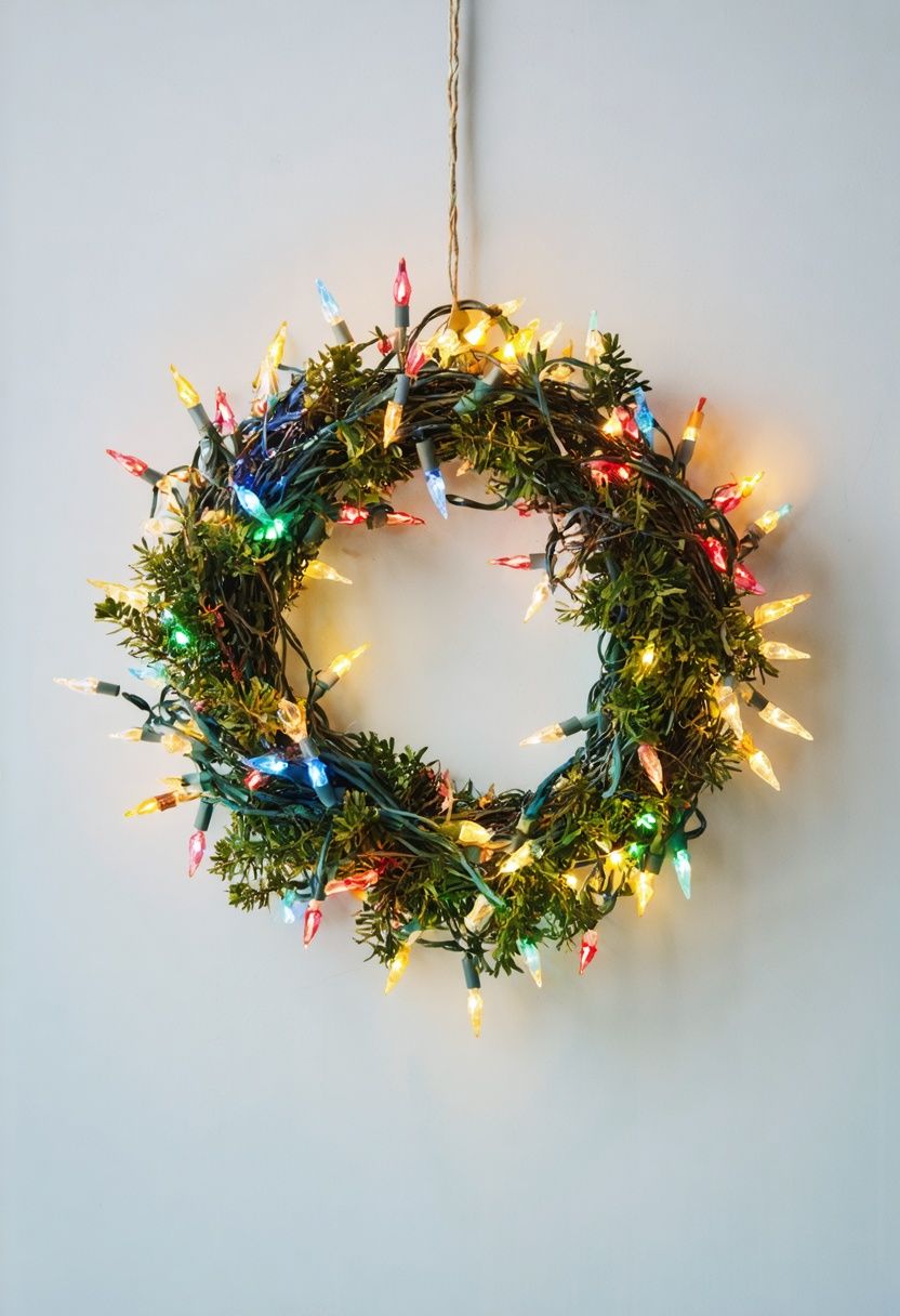 Repurposed Christmas Lights Wreath