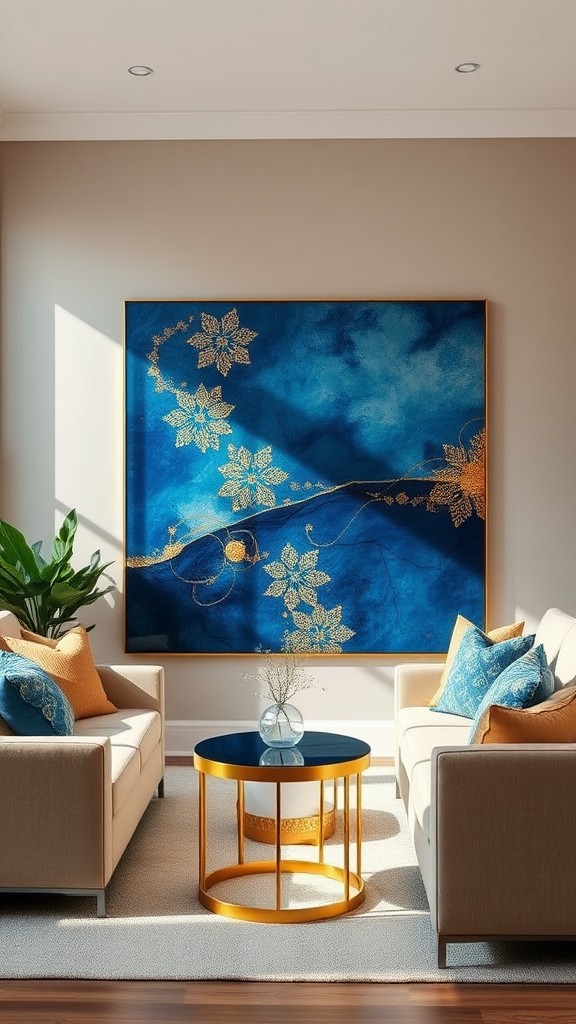 Select Unique Blue and Gold Wall Art