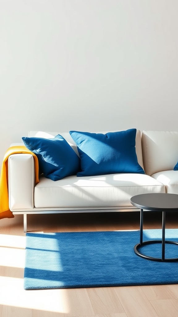 Sofa with Blue and Yellow Accents