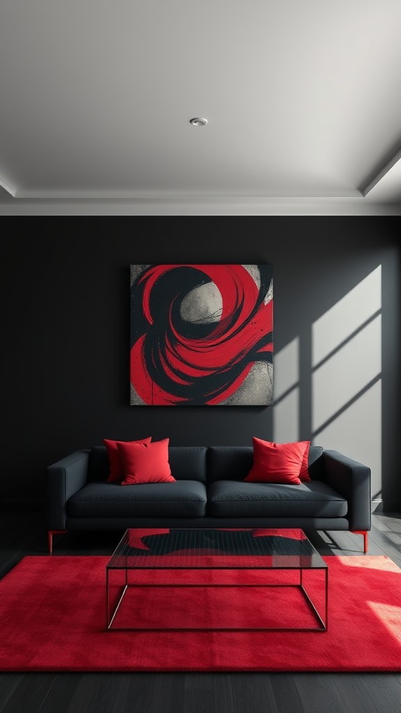 Statement Artwork with Red and Black Tones