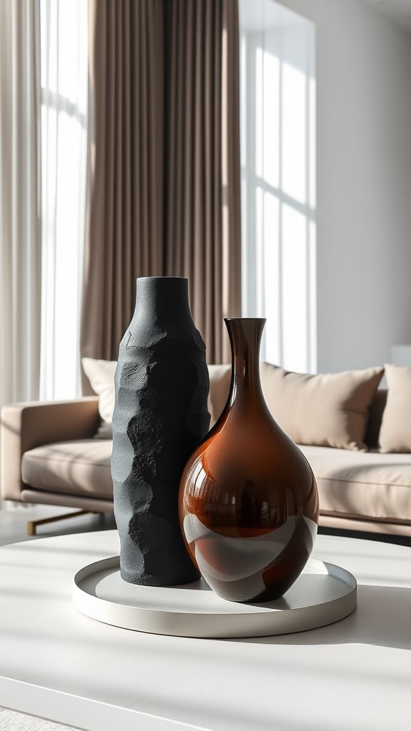 Statement Black and Brown Vases