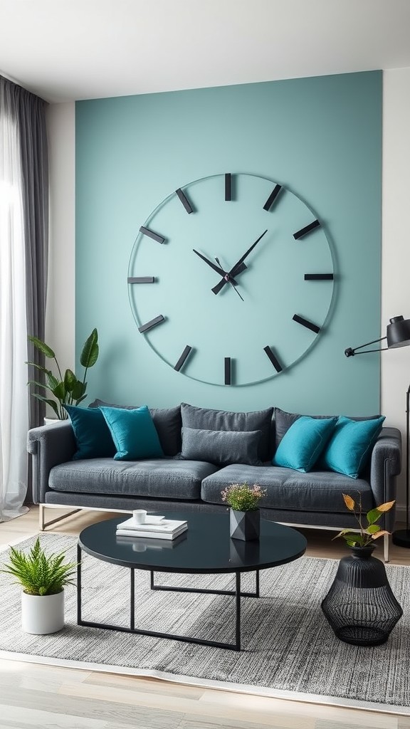 Statement Black and Teal Clock