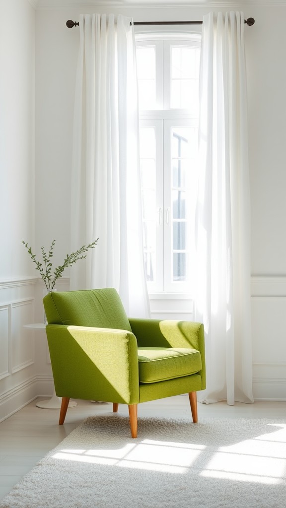 Statement Green Chair with White Fabrics