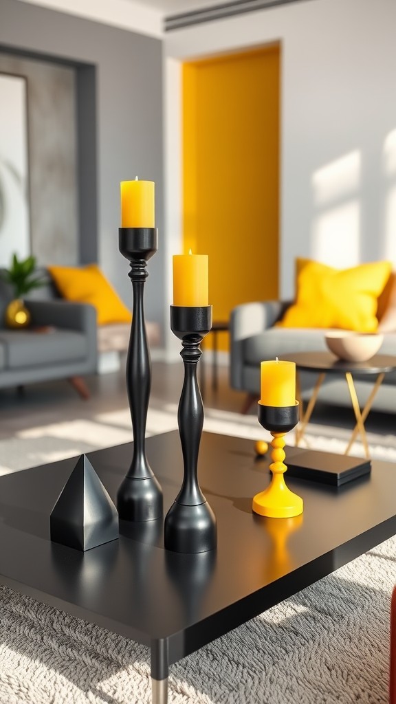 Stylish Black and Yellow Candle Holders