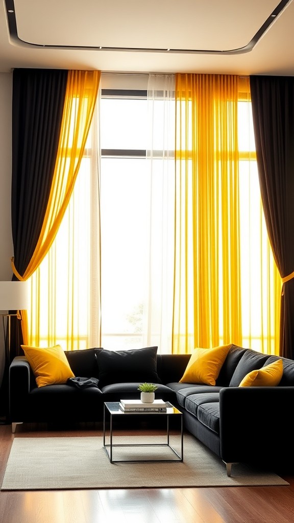 Stylish Black and Yellow Curtains