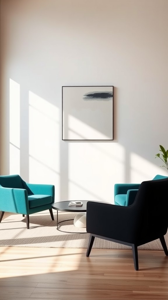 Teal and Black Armchairs