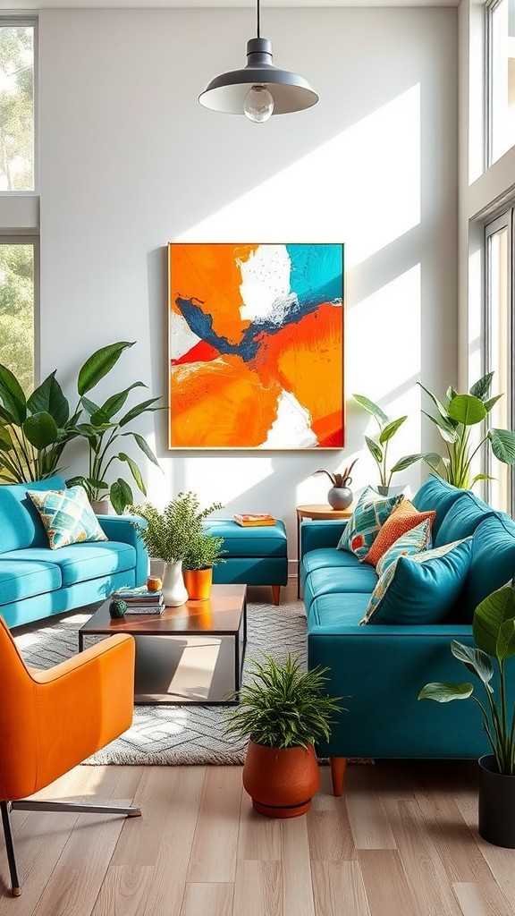 teal and orange living room decor ideas