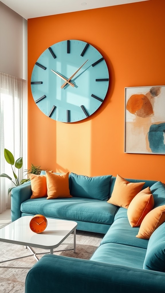 Teal and Orange Wall Clocks