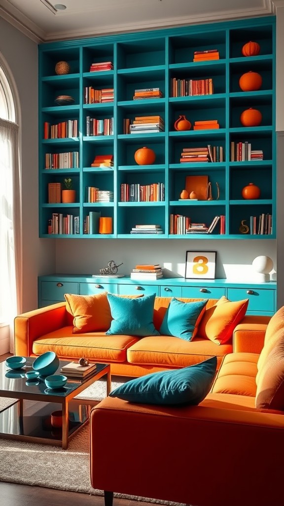 Teal Bookshelves