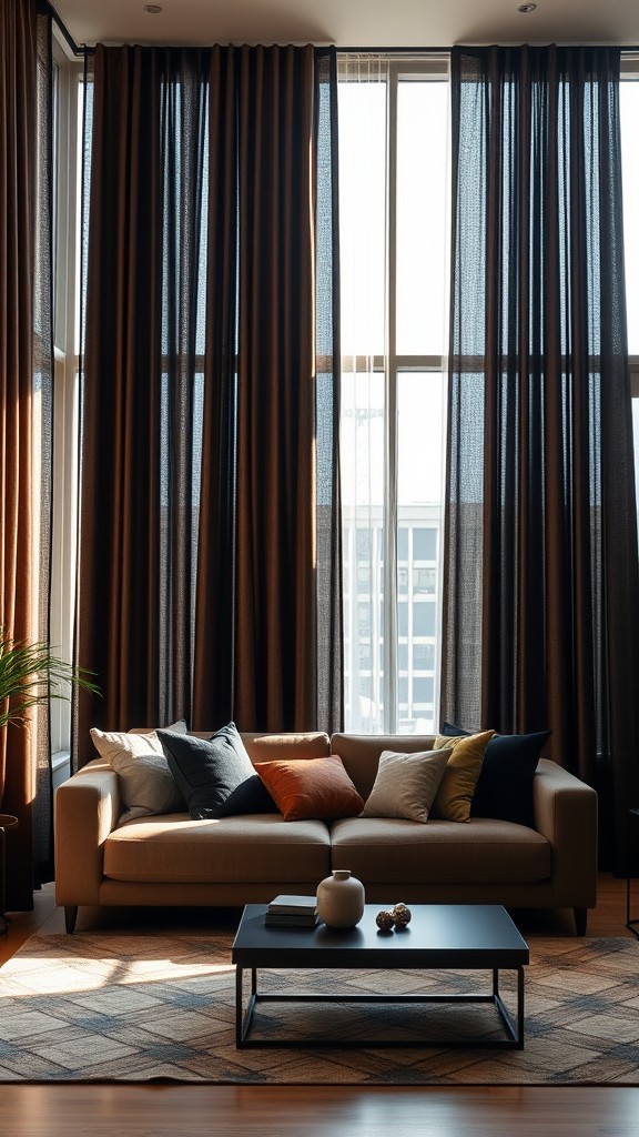 Textured Black and Brown Curtains