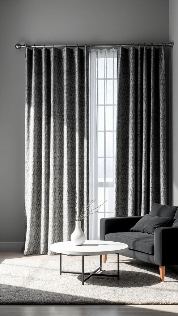 Textured Black and White Curtains