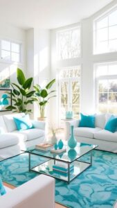 turquoise and white living room decor ideas for bright spaces