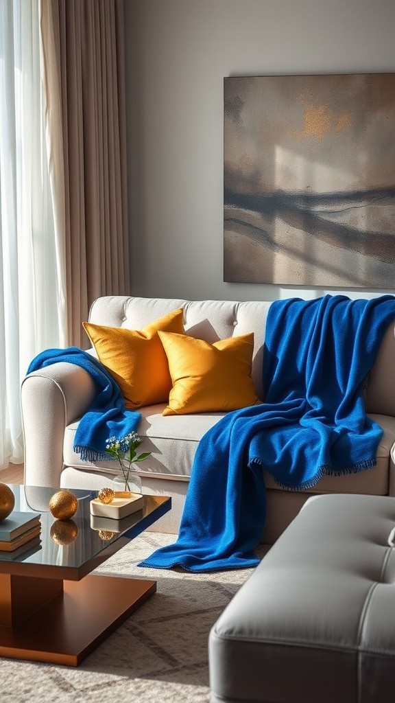 Use Blue and Gold Decorative Throws