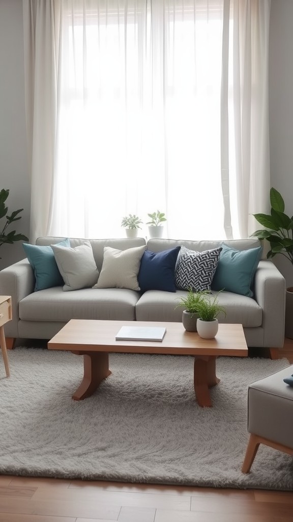 Use Blue and Gray Cushions for Chairs