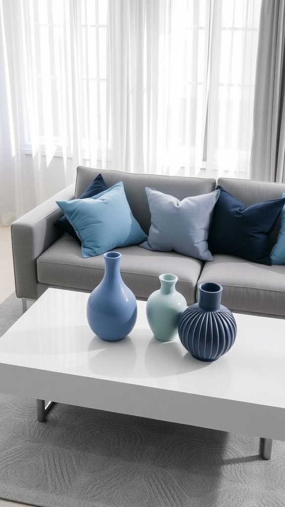 Use Blue or Gray Decorative Vases