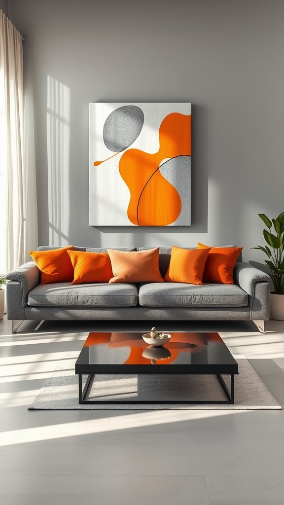 Use Gray and Orange Artwork for a Focal Point