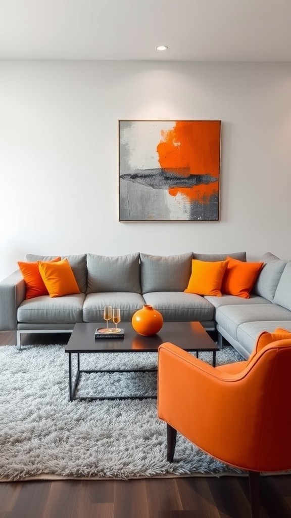 Use Gray Functional Furniture with Orange Accessories