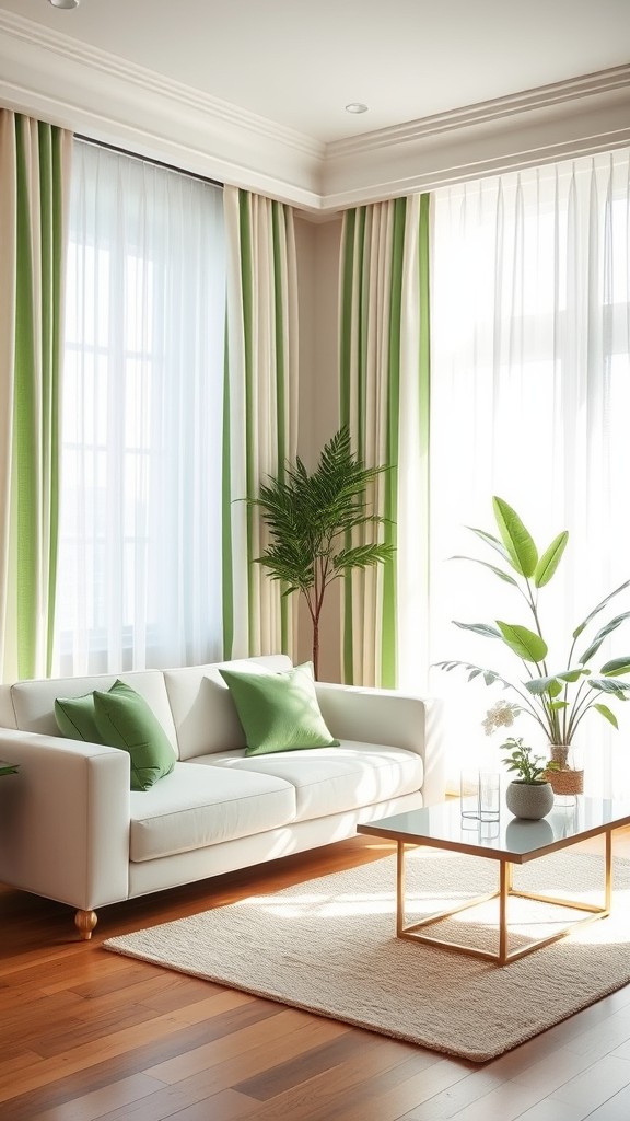 Use Green and White Striped Curtains