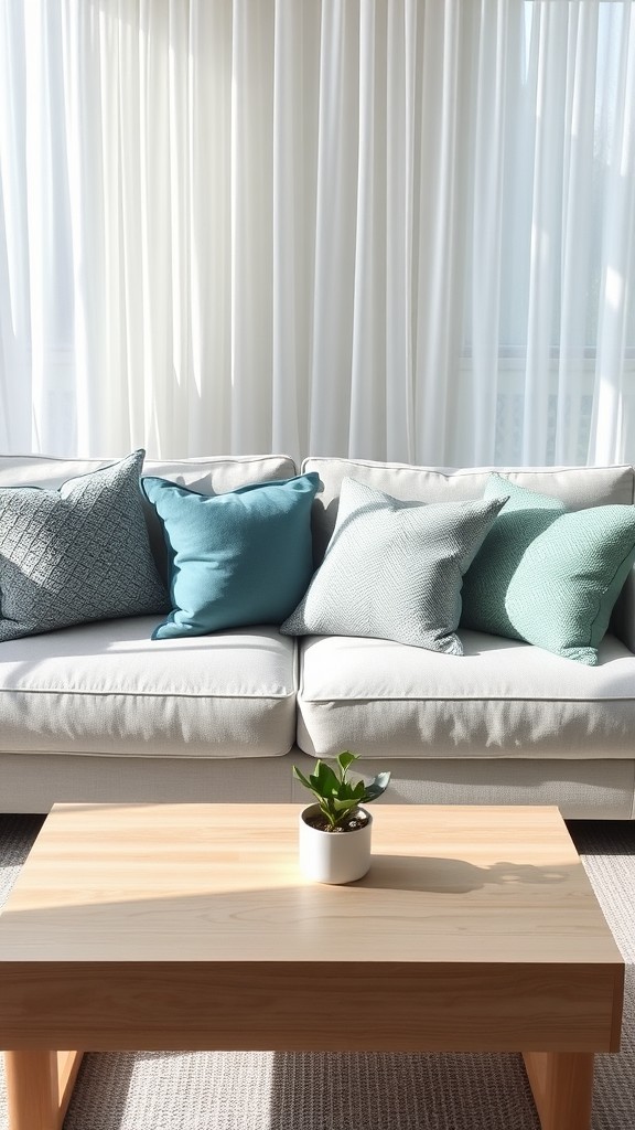 Use Textured Blue and Green Throw Pillows