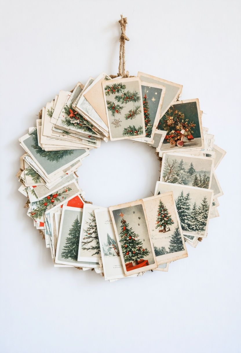 Vintage Christmas Card Wreath