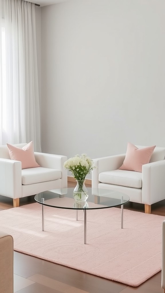 White Accent Chairs with Pink Pillows