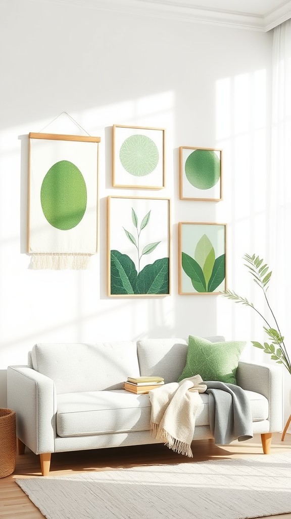 White and Green Artistic Wall Hangings