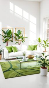 white and green living room decor ideas for fresh interior