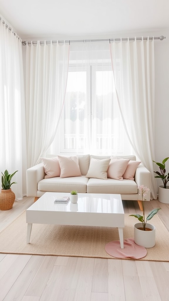 White Curtains with Pink Trim