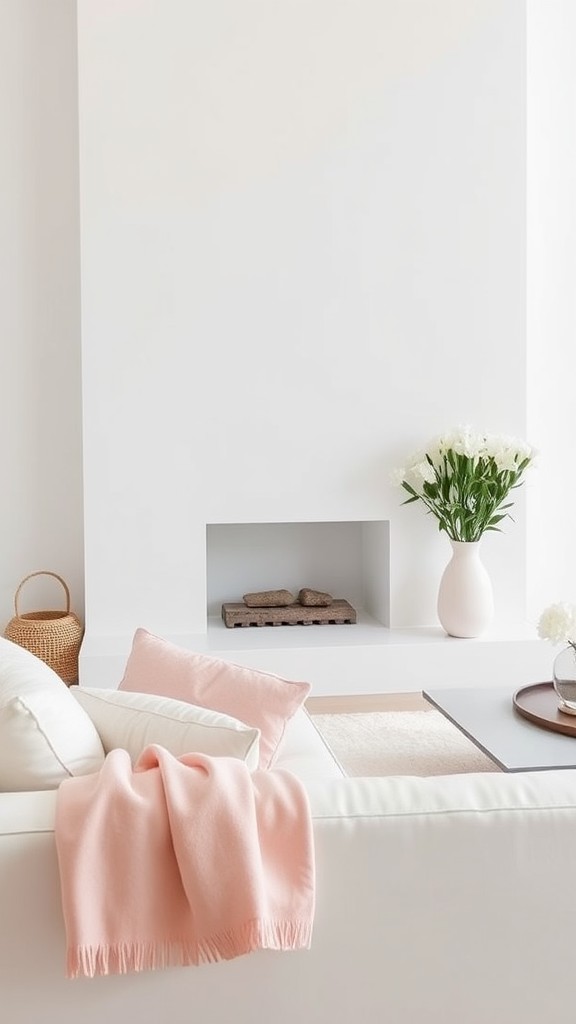 White Fireplace with Pink Décor